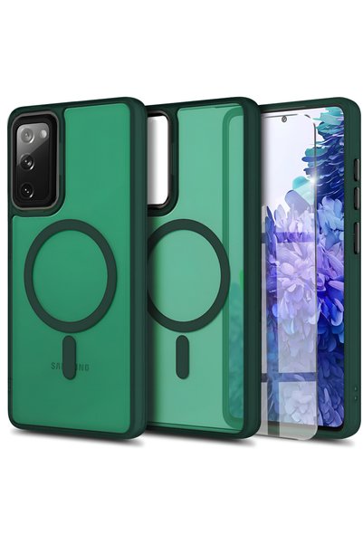 ERBORD Husă Samsung Galaxy S20 FE, compatibilă MagSafe, mată, verde + Folie d...