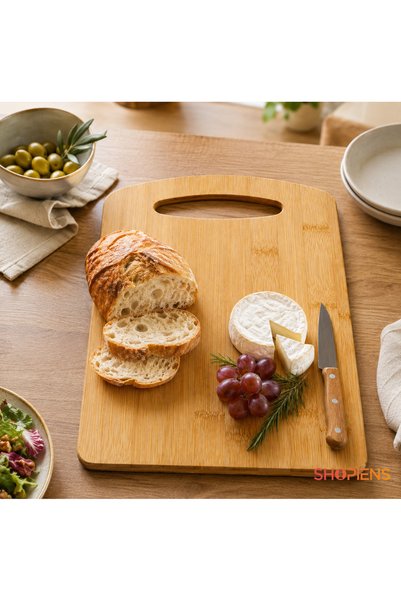 SHOPIENS Tocator Din Bambus Cu Maner Decupat 28 x 20 cm Shopiens®