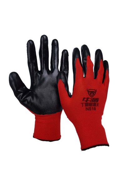 More Latex Coated Protective Gloves, 12 Pieces/Set, Size 10, Red and Black, 2...