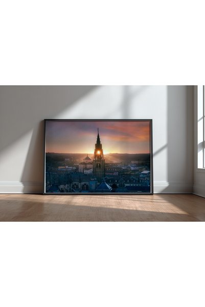 KEYFHOME Toledo City Black Framed Mdf Table Poster Living Room Wall Decor Gift
