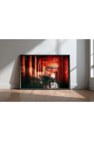 KEYFHOME Fushimi Inari Shrine Poster de pictură pe MDF cu cadru negru Cadou p...