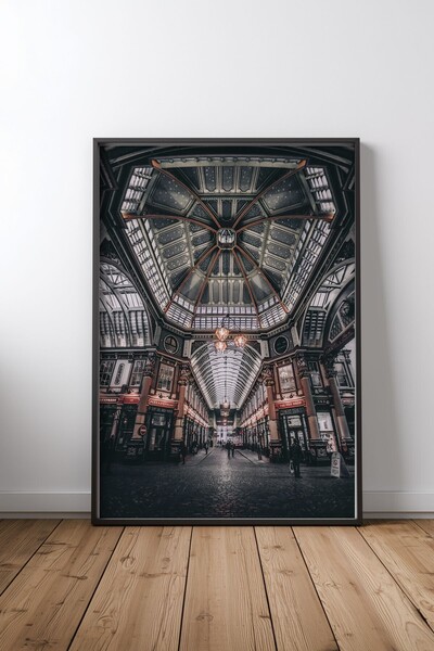 KEYFHOME Αφίσα ζωγραφικής από MDF με μαύρο πλαίσιο Leadenhall Market, Δώρο δι...