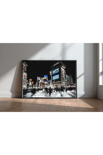 KEYFHOME Shibuya Crossing Μαύρο πλαισιωμένο MDF Αφίσα ζωγραφικής σε χαρτί Δώρ...