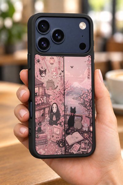 BGAKSESUAR iPhone 18 Pro Compatible Ghibli Patterned Shockproof Case with Cam...