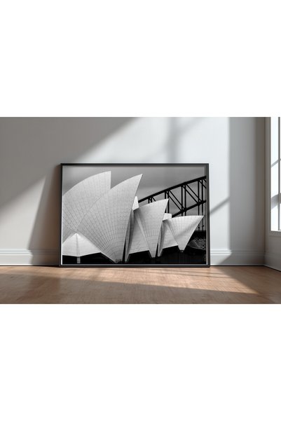 KEYFHOME Teatru de operă Sydney Negru înrămat MDF Tablou Poster Salon Decor d...