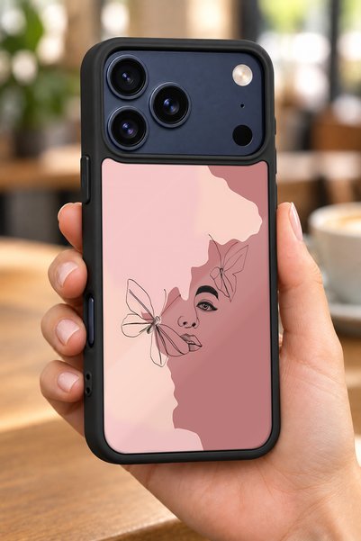 BGAKSESUAR iPhone 18 Pro Max Compatible Butterfly Face Patterned Shockproof C...
