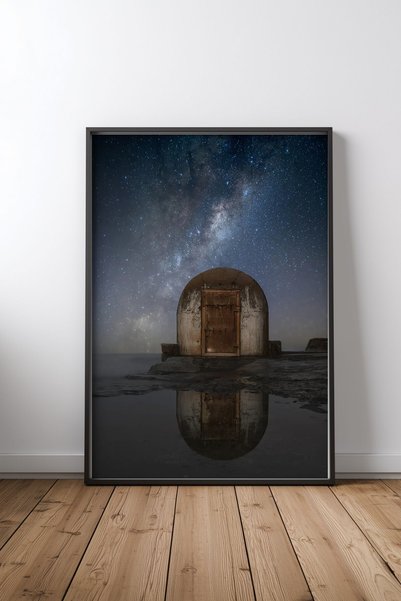 KEYFHOME Lonely Hut Μαύρο πλαίσιο MDF Αφίσα ζωγραφικής για διακόσμηση τοίχου ...