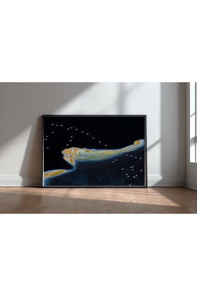 KEYFHOME Dansator pe cer Tablou MDF cu rama neagra Poster Decor de perete pen...