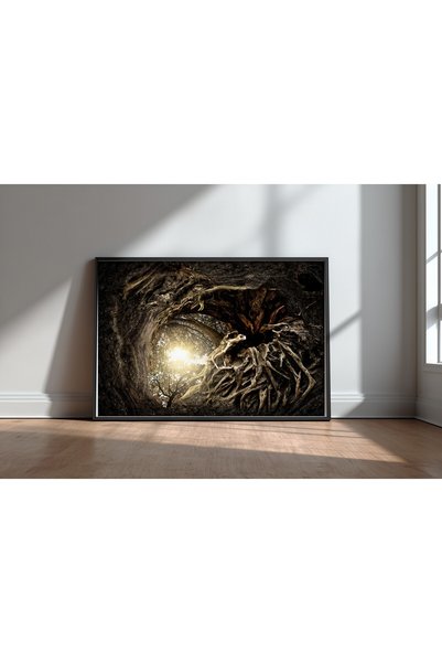 KEYFHOME Sub copaci Tablou MDF cu rama neagra Poster Decor de perete pentru l...