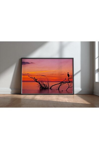 KEYFHOME Seară liniștită Tablou MDF cu ramă neagră Poster Decor de perete pen...