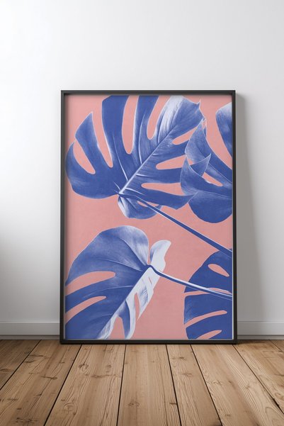 KEYFHOME Monstera Purple 06 Αφίσα ζωγραφικής σε MDF με μαύρο πλαίσιο Δώρο δια...