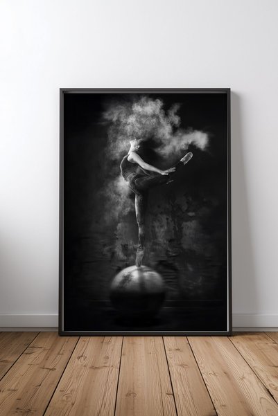 KEYFHOME Dance on Ball Tablou MDF cu ramă neagră Poster Decor de perete pentr...