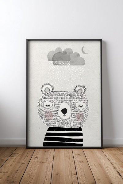 KEYFHOME I Love Snow Μαύρο Πλαίσιο MDF Πίνακας Αφίσα Σαλόνι Διακόσμηση Τοίχου...