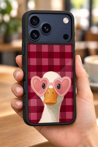 BGAKSESUAR iPhone 18 Pro Compatible Duck Pattern Shockproof Case with Glasses...