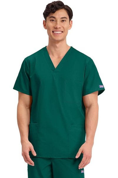 Cherokee Women and Men V-Neck Scrub Top with 3 Pockets 4876