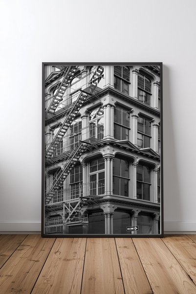 KEYFHOME Poster tablou MDF cu ramă neagră One Way, cadou decor de perete pent...