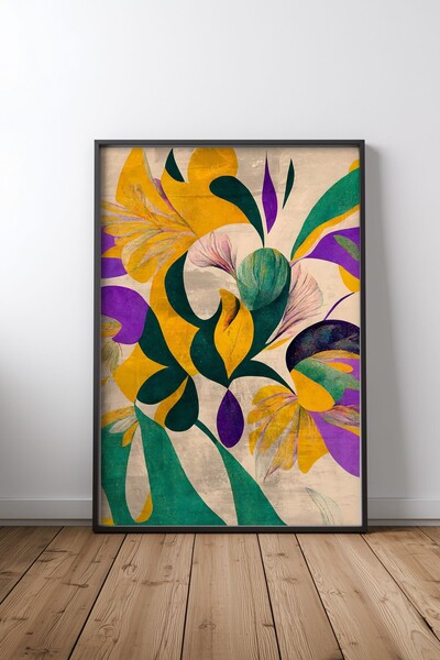 KEYFHOME Flori de primăvară Design 2 Poster de pictură pe MDF cu ramă neagră ...