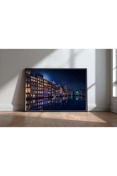 KEYFHOME Amsterdam Prozori Boje Crni Okvir MDF Slika Poster Dekoracija Zidova...