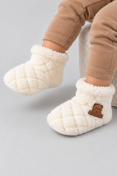 BEBEKİZ Bebek Panduf Peluş Patik Ayakkabı, Kaydırmaz Taban Kışlık Bebek Ev Bo...