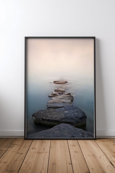 KEYFHOME Stones 2 Tablou MDF cu ramă neagră Poster Living Decor de perete Cadou