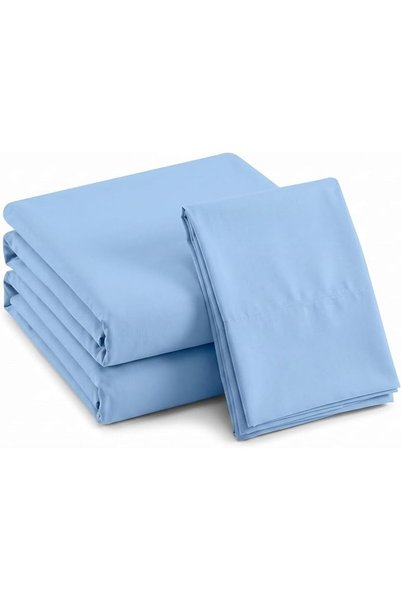 EBREEZZ طقم ملاءات سرير مزدوج مقاس 100×200×30 سم مع غطاءين للوسائد 50×70 (أزرق)