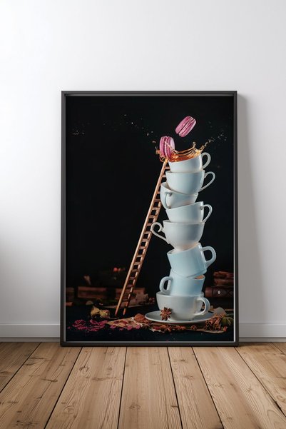 KEYFHOME Dulciuri inaccesibile Siyah Çerçeveli MDF Tablo Poster Salon Wall De...