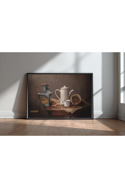 KEYFHOME Pure Coffee Black Framed Mdf Table Poster Kitchen Wall Decor Gift