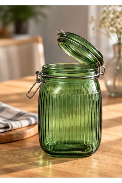 IKEA Trev Glass Jar with Lid 1 L Green Vacuum Sealed Air-Proof Storage Jar 17...