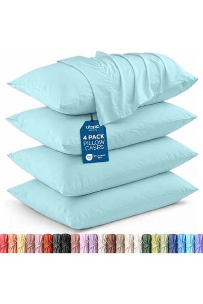 Utopia Bedding أغطية وسائد كوين - 4 قطع - إغلاق بتصميم ظرف - قماش مايكروفايبر...