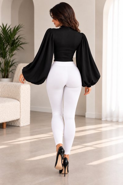 meren like your style Blusa elegantă cu mâneci bufante, de culoare burgundă, ...