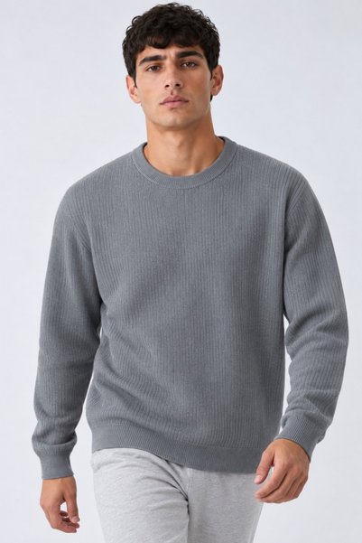 DAMGA JEANS Men's Long Sleeve Anthracite Knitwear Sweater
