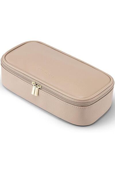 VLANDO Makeup Travel Bag with Separate Brush Storage, Pink