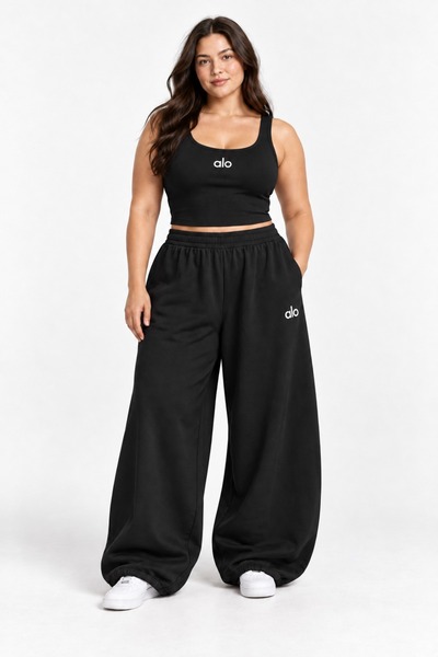 HAI COLLECTİON Black Unisex Oversize Top and Bottom Set 100% Cotton Tracksuit...