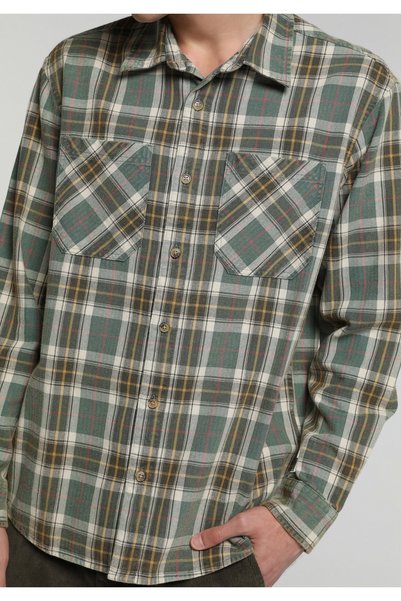 Colin's Comfort Fit Shirt Neck Ekoseli Erkek Yeşil Uzun Kol Gömlek