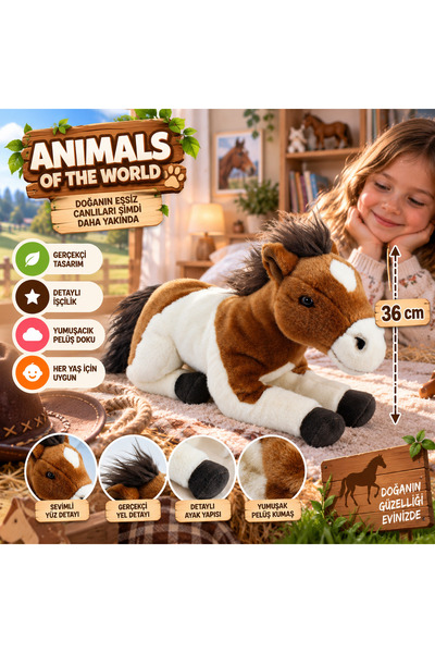 Cici Oyuncak Animals Of The World Floppy At 36 cm Peluş Oyuncak Gerçekçi Tasa...