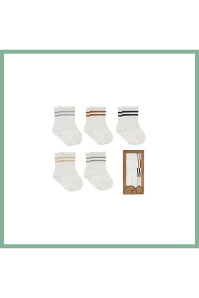 BŞK VİRGO 5-Piece Combed Cotton Non-Slip Circle Socks 10122 Ecru · Color: Ecr...