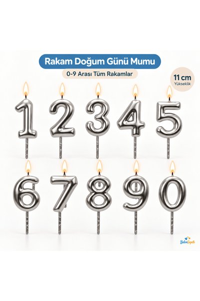 ikm ballon Balon Diyarı Gümüş Doğum Günü Pasta Mumu Yaş Mumu Rakamlı Mum Doğu...