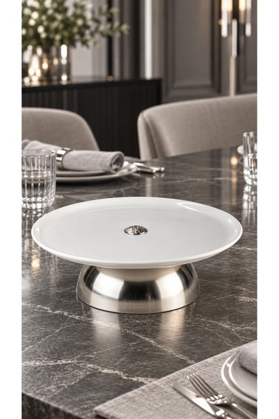 MAY HOME Metal Hun Ayaklı Porselen Sunum Tabağı