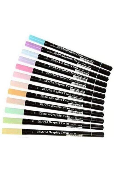 Tsukineko ZIG Art and Graphic Twin Marker-Set, Pastellfarben, 12 Stück