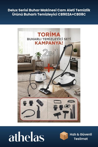 Athelas Delux Serisi Buhar Makinesi Cam Aleti Temizlik Ürünü Buharlı Temizleyici CB902A+CB08C