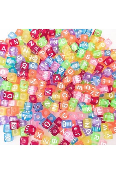 TERRIFI 200Pcs 6mm Acrylic Alphabet Letter Cube Beads with Hole, A‑Z Mixed Ra...