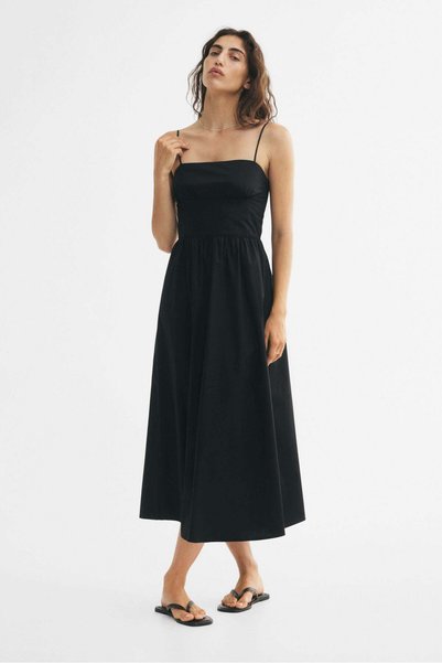 H&M Flared-skirt poplin dress