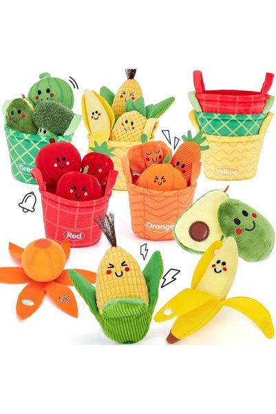 Soofam Baby Sensory Toys – 16 PCS Plush Fruit & Veggie Color Sorting Play Foo...