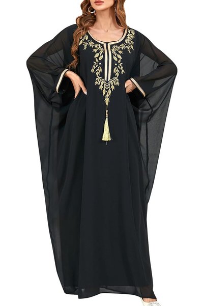 GENERAL عباية نسائية مسلمة من ODIZLI، فساتين طويلة، بتصميم دبي، أكمام خفاشية،...