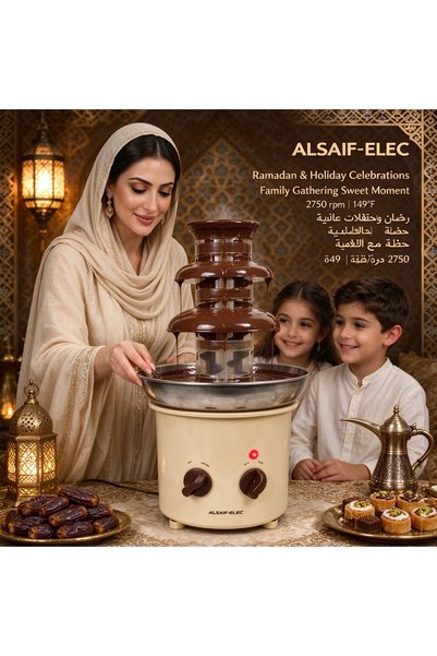 ALSAIF ELEC آلة نافورة الشوكولاتة الكهربائية بقوة 350 واط، 220-240 فولت، 50 ه...