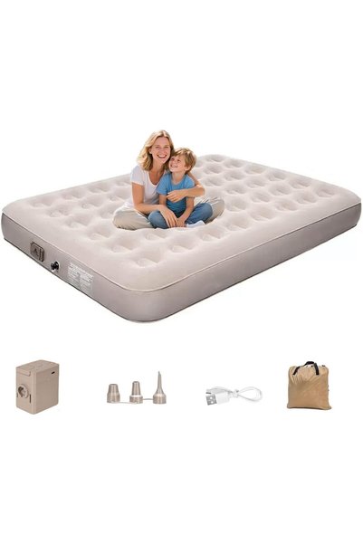 Generic فراش هوائي مع مضخة مدمجة، 198×152×25 سم، سرير هوائي مقاوم للماء مع حق...