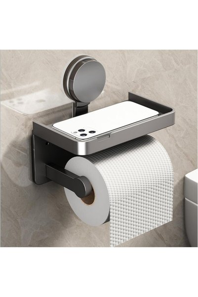 GENERAL Toilet Paper Holder Wall Mount, No Drill, Wall-Mounted with Shelf
