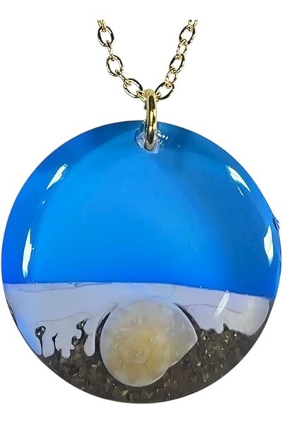 Generic High Quality Handmade Beach Necklace Sea Blue with Natural Sand and S...