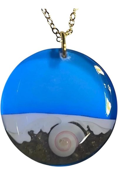 Generic High Quality Handmade Beach Necklace Sea Blue with Natural Sand and S...