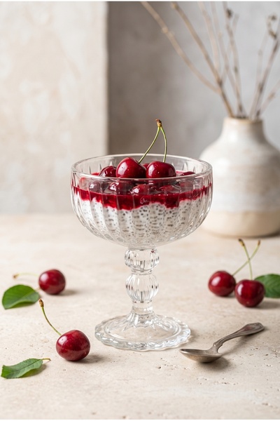 grandora 3-Piece Footed Glass Magnolia and Dessert Bowl - 250 ml Footed Dessert Bowl, Pudding, Ice Cream Bowl, Luxury Bowl